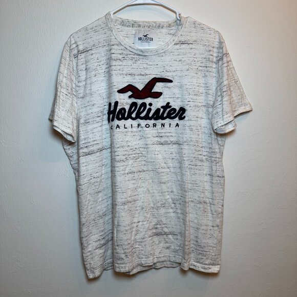 Mens Hollister California Graphic Tee XL White Marled Short Sleeve Logo Casual - Picture 1 of 4